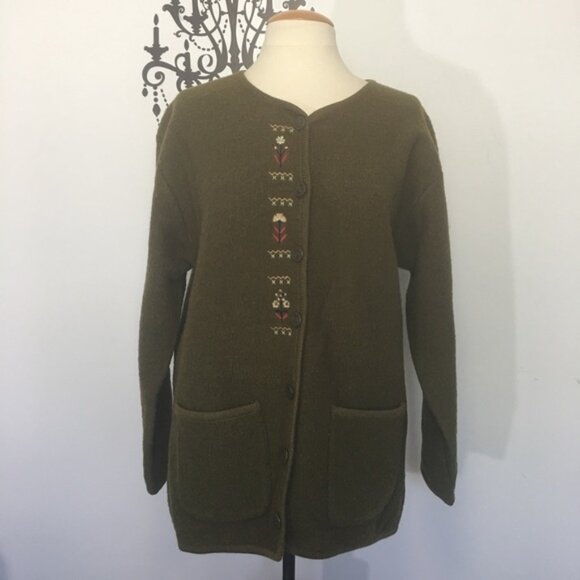 Vintage wool cardiganjacket sweater Sz M - Picture 4 of 6